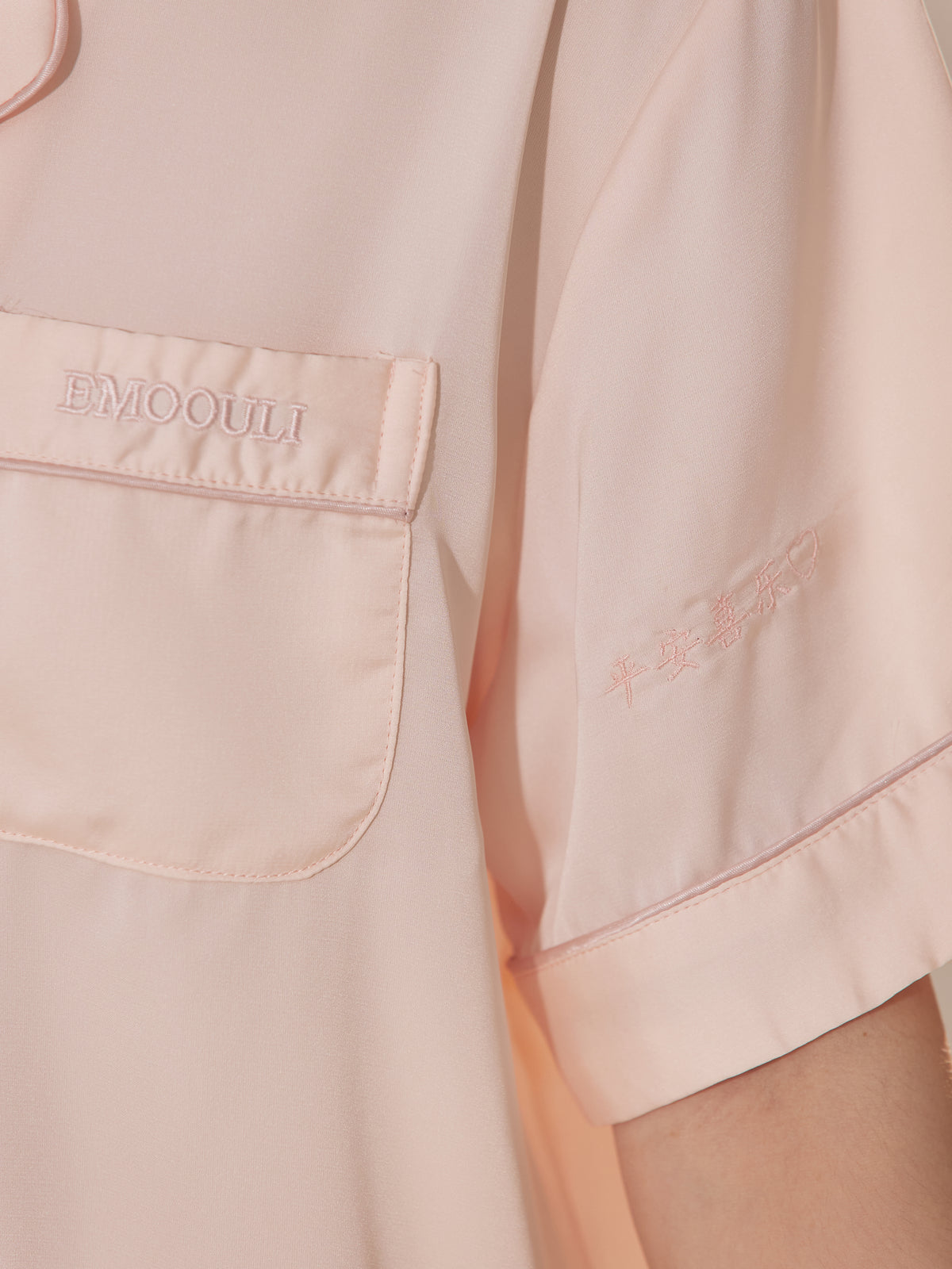 His & Hers Short Satin Pajama Set – Personalized Embroidery