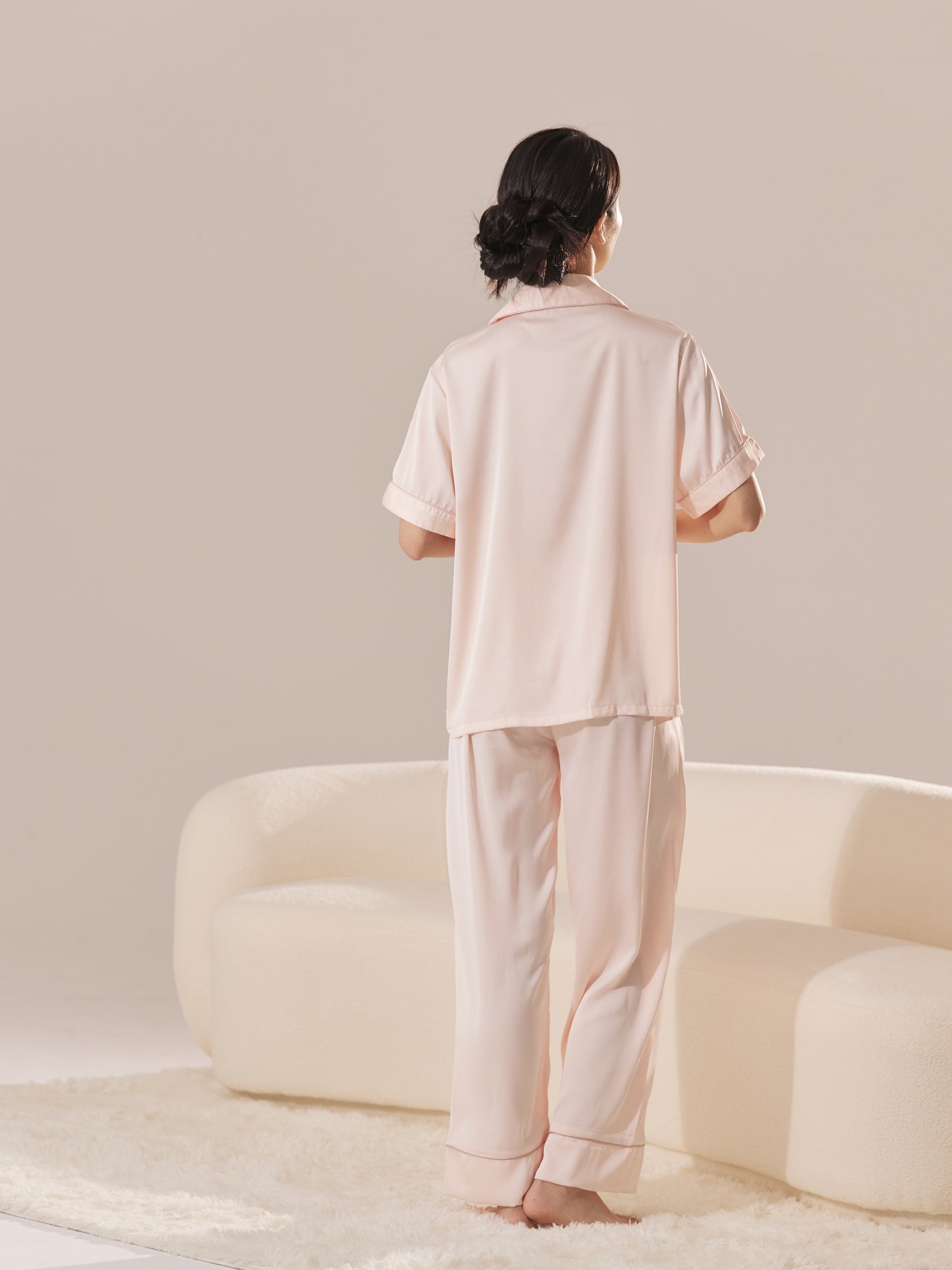 His & Hers Short Satin Pajama Set – Personalized Embroidery