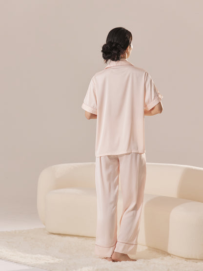His & Hers Short Satin Pajama Set – Personalized Embroidery