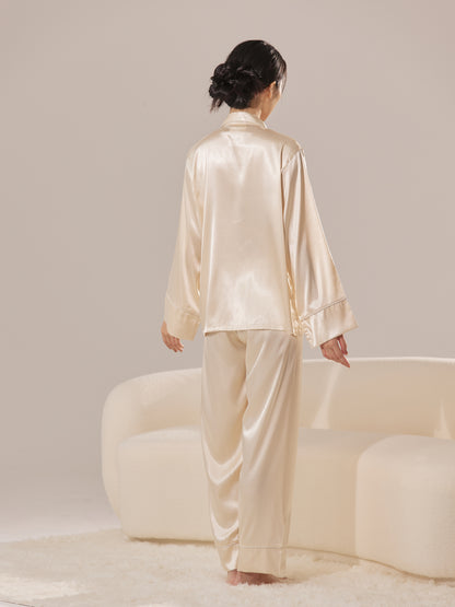 Champagne Satin Pajama Set – Personalized Embroidery